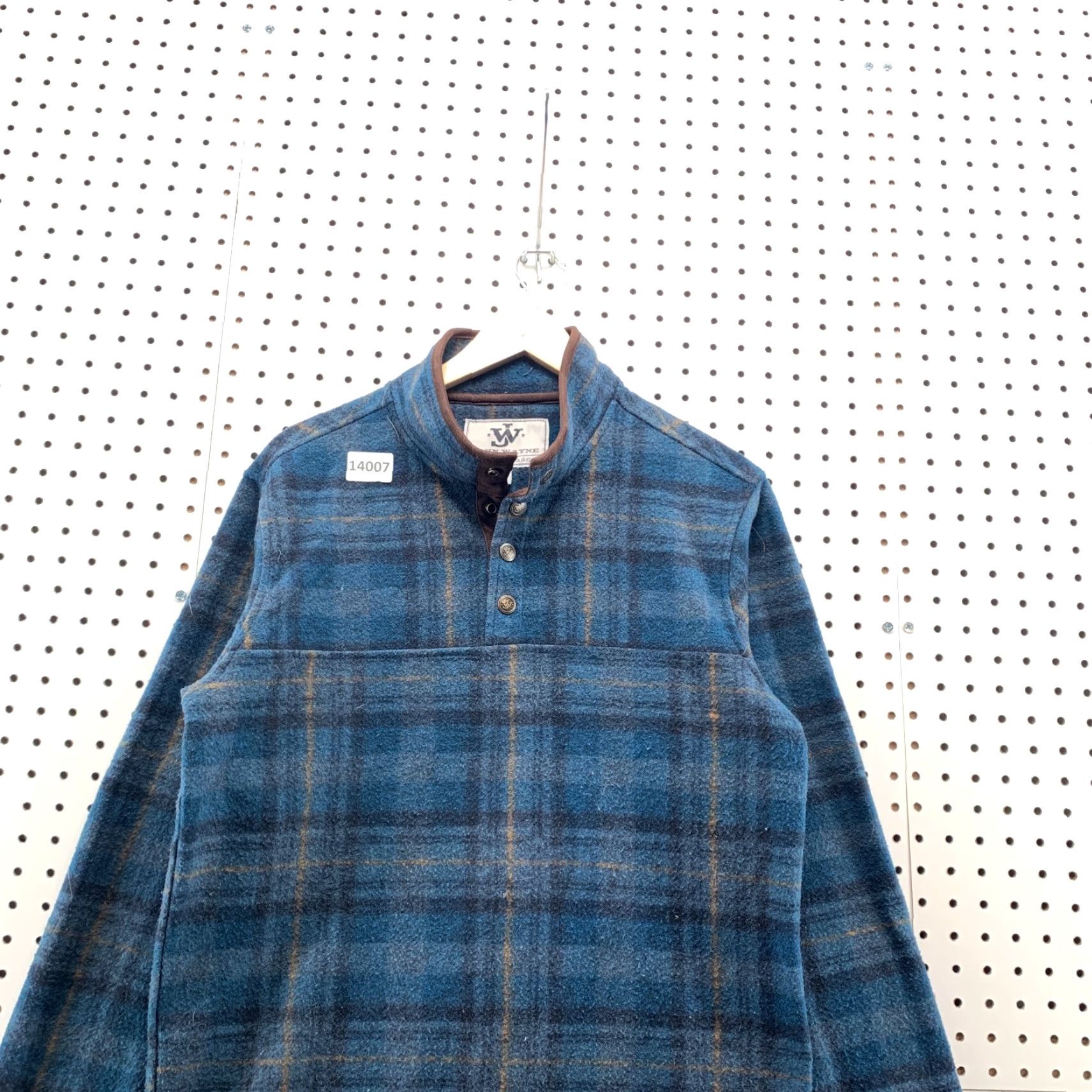 Vintage John Wayne Woolly Fleece Blue Plaid Henley Pullover Shirt Jacket Size Small Size US S / EU 44-46 / 1 - 5 Thumbnail