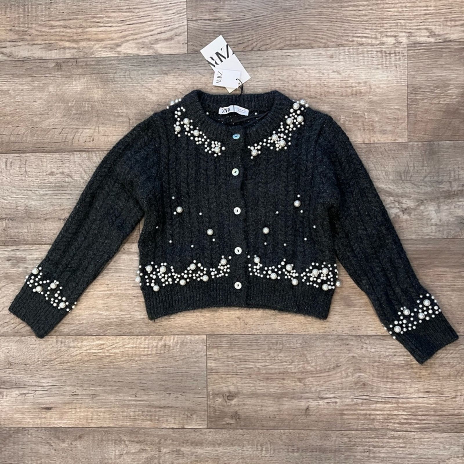 Zara ZARA Pearl Wool-Blend Cardigan Gray NWT L Size L / US 10 / IT 46 - 15 Thumbnail