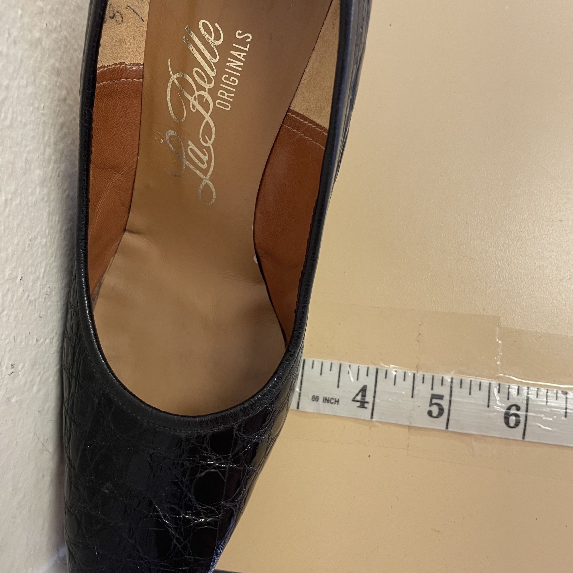 Other Vintage 60's La Belle Women Black Genuine ALLIGATOR Skin Hee Size US 6 / IT 36 - 10 Thumbnail