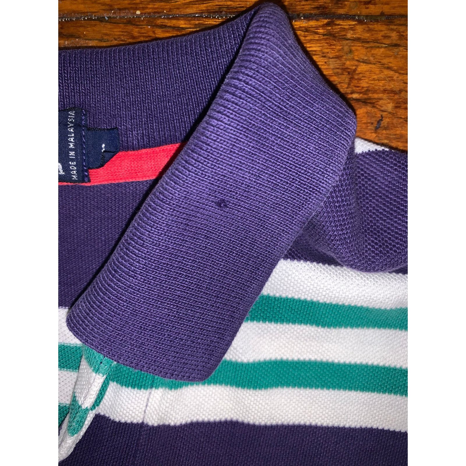 Polo Ralph Lauren Vintage Polo Ralph Lauren Striped Polo Shirt L Purple Size US XL / EU 56 / 4 - 4 Thumbnail