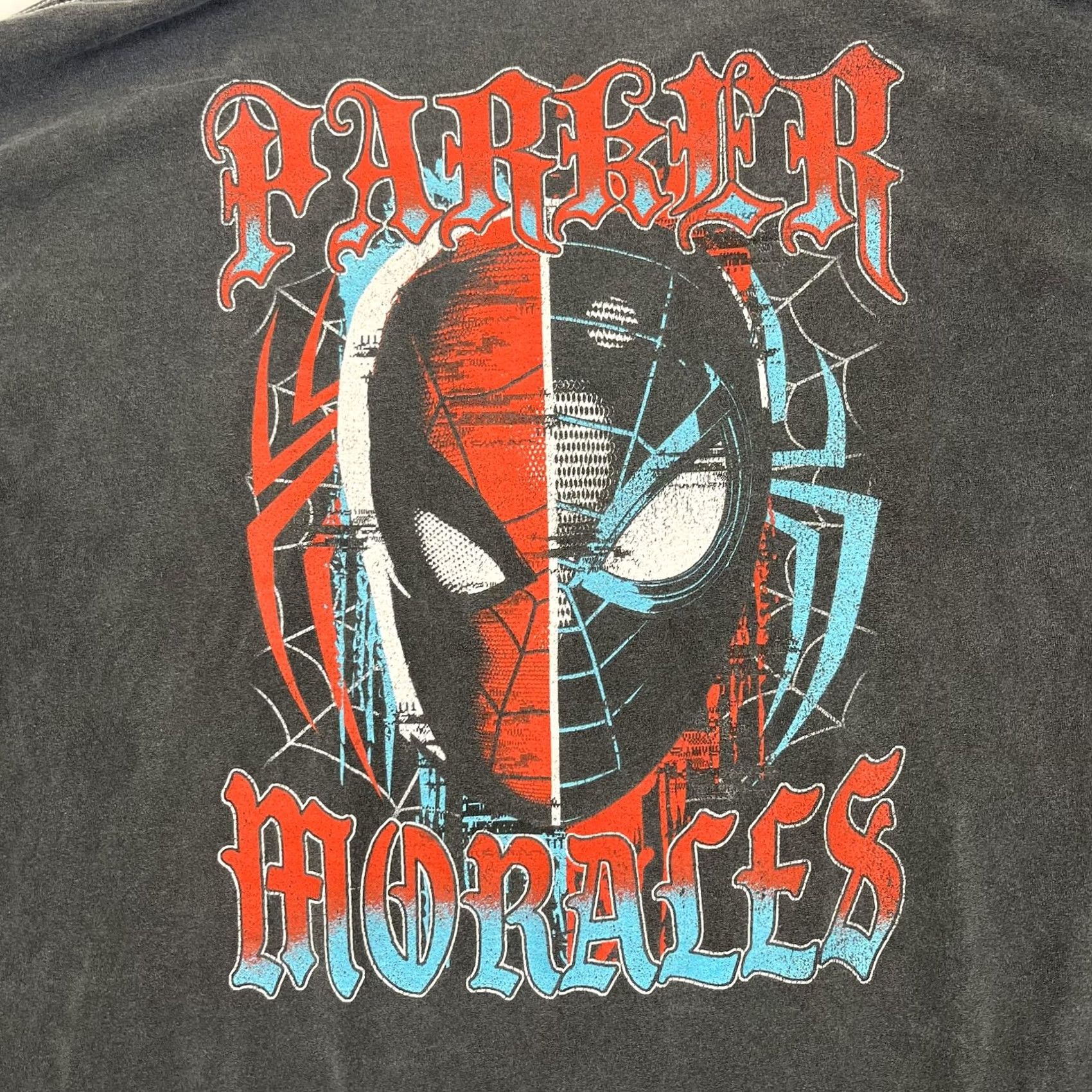 Vintage Marvel Spider-Man 2 Parker Morales T-Shirt Mens XL Gray Split Face Graphic Retro Shirt Size US XL / EU 56 / 4 - 7 Thumbnail
