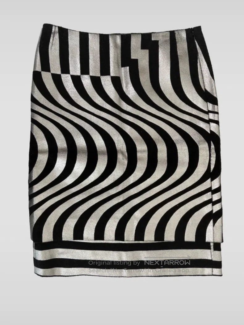 Dries Van Noten Dries Van Noten Runway-Style Similar Silver Wave Pattern D Size 39" - 3 Thumbnail