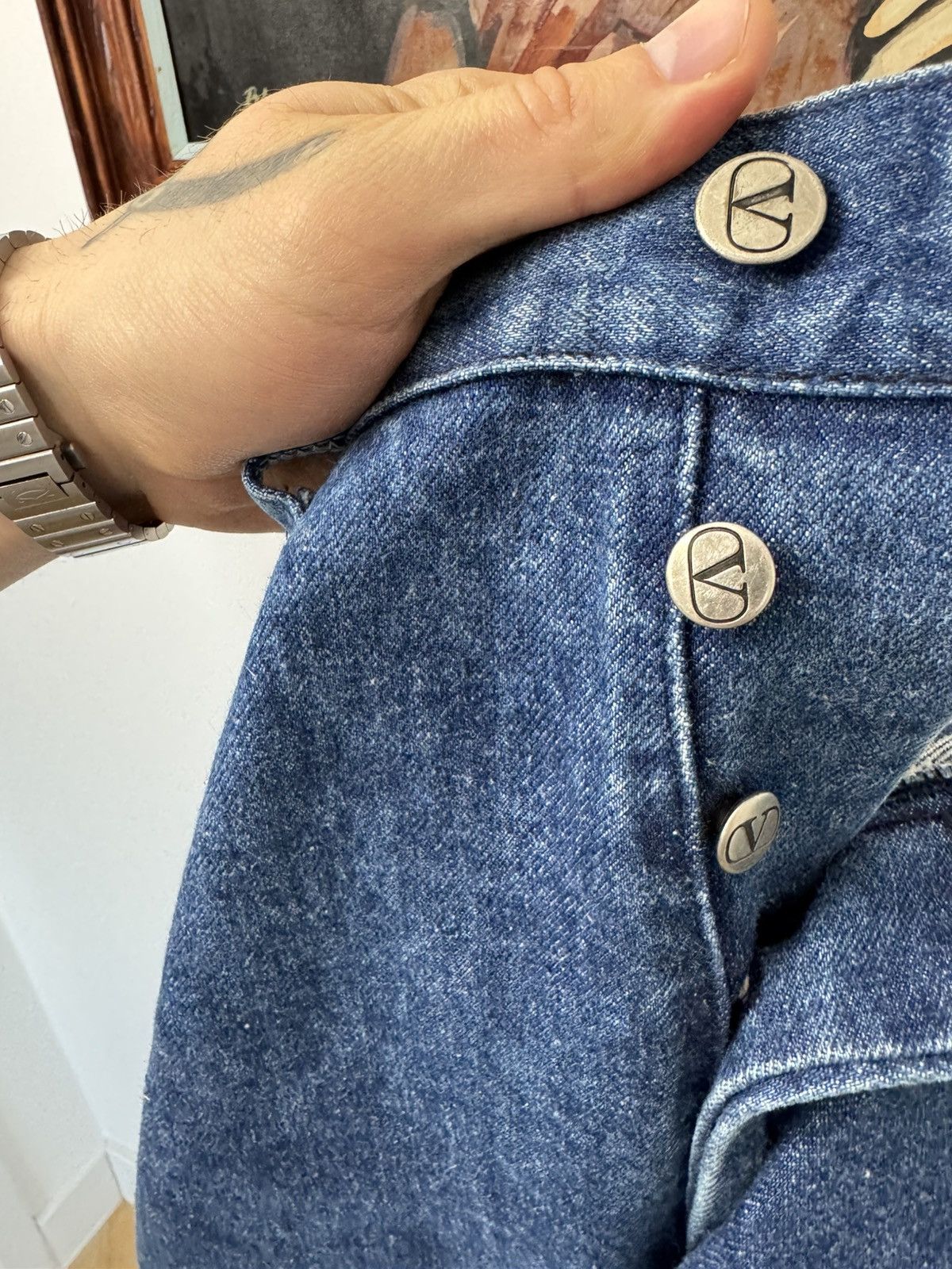 Valentino Vintage VALENTINO Jeans Denim 90s Classic Blue Pant Luxury Size US 33 - 3 Thumbnail