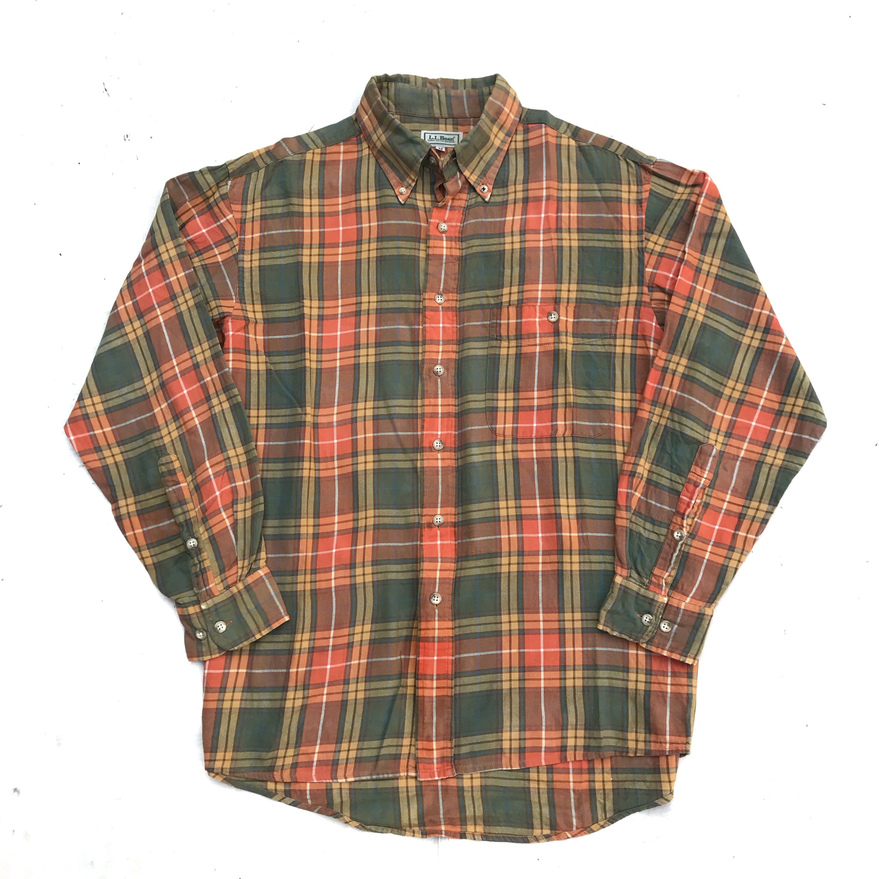 L.L. Bean Vintage LL Bean Summer Shirt Green orange long sleeves butt Size US M / EU 48-50 / 2 - 15 Thumbnail