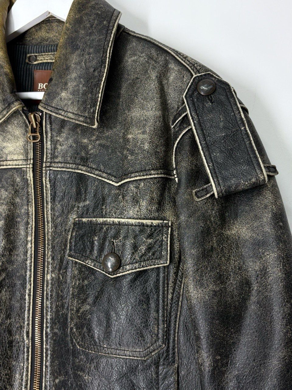 Hugo Boss Vintage 90s Hugo Boss Avant Garde Heavy Leather Jacket Size US M / EU 48-50 / 2 - 5 Thumbnail