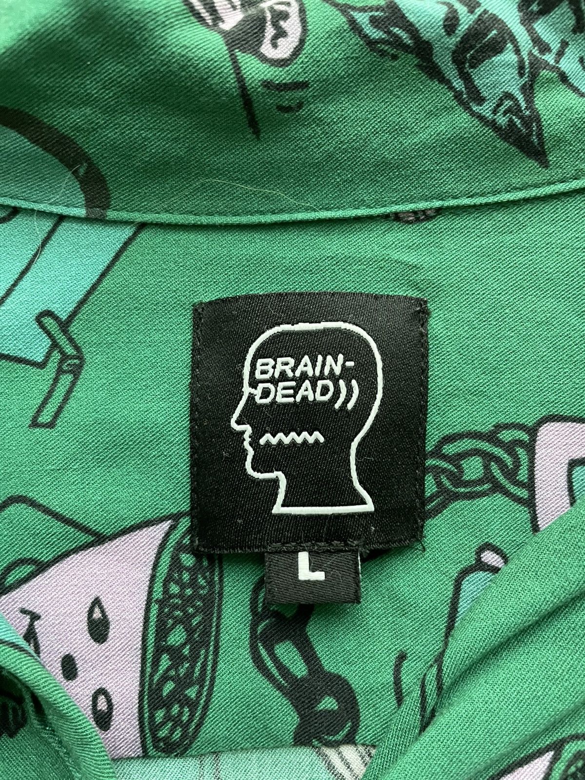 Brain Dead Brain Dead Green Caricatures Viscose Hawaiian Shirt Size US L / EU 52-54 / 3 - 4 Thumbnail