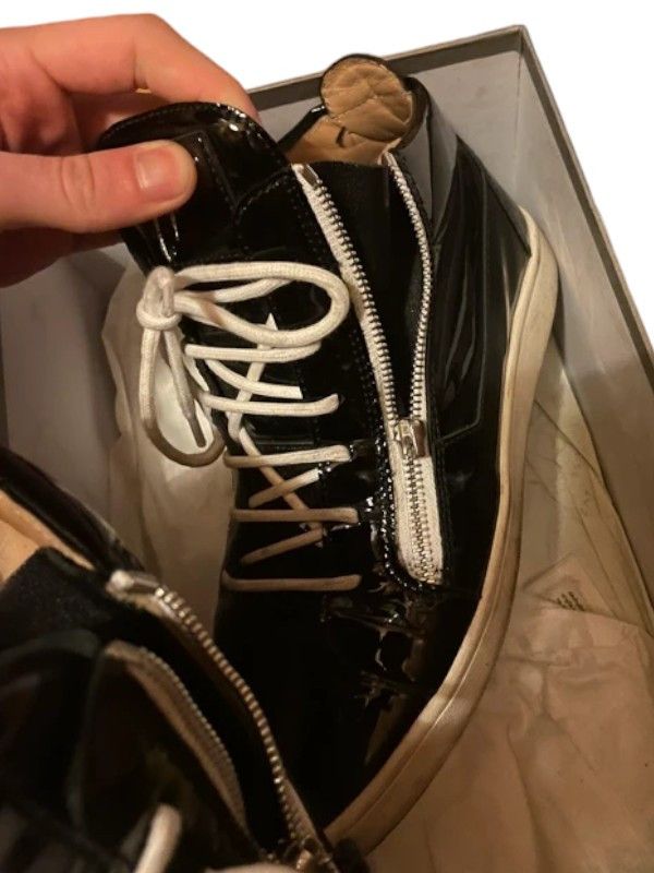 Giuseppe Zanotti Giuseppe Zanotti Patent Leather Double Zip Sneakers, c.2010s Size US 6.5 / EU 39-40 - 5 Thumbnail