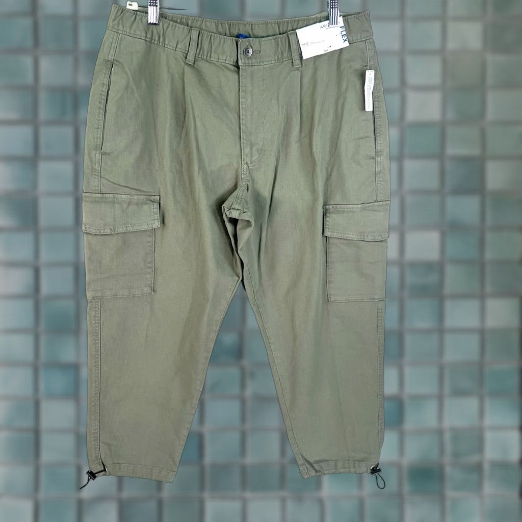 Vintage Arizona Cargo Pants Womens Size 34 Canvas Cotton Green Pockets Drawstring 36x27 90s Style Womens Size 24" / US 00 / IT 34 - 1 Thumbnail