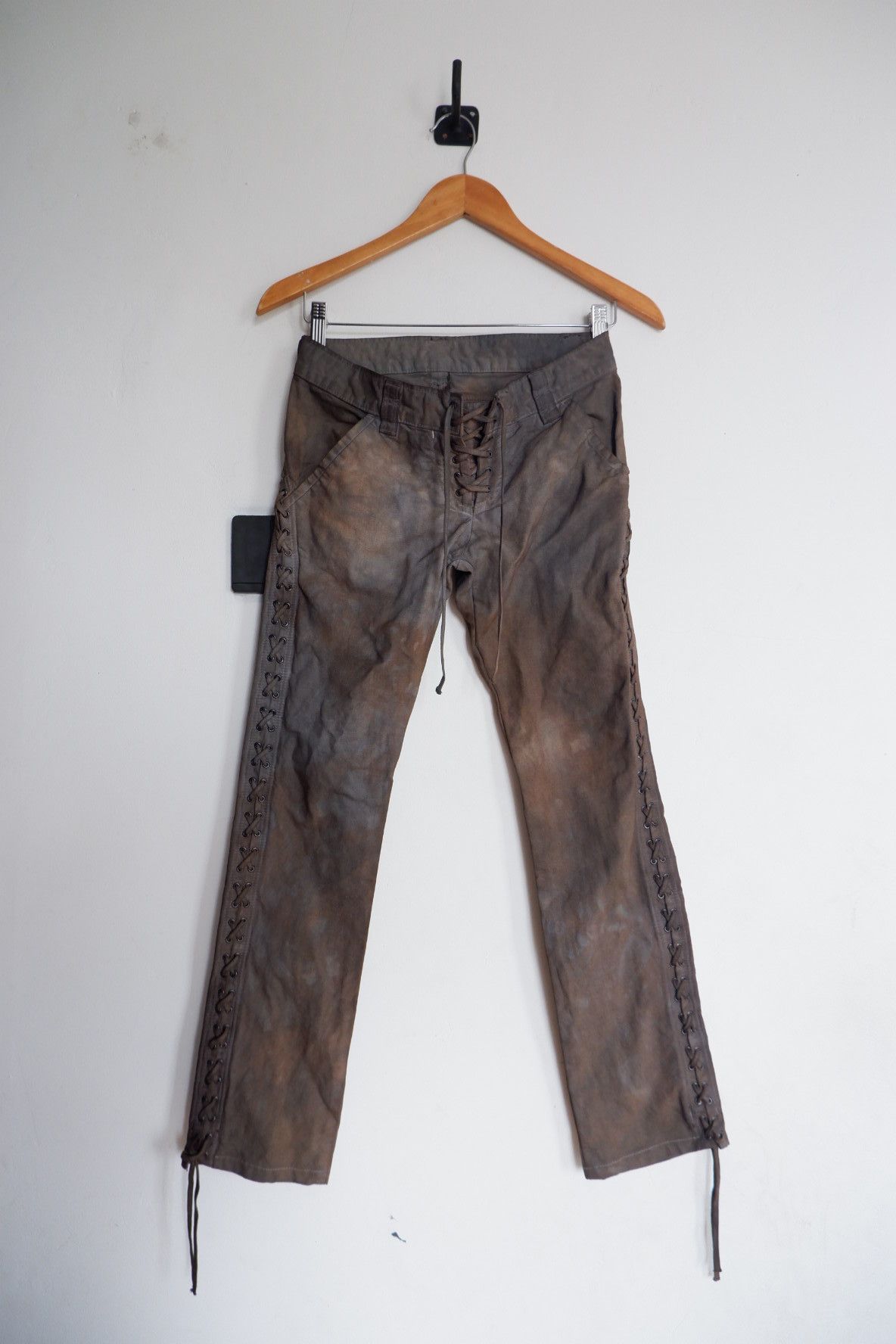 If Six Was Nine Mudwash Vintage Marginal Glamour Laced Up Ethnic Pants Size US 28 / EU 44 - 1 Thumbnail