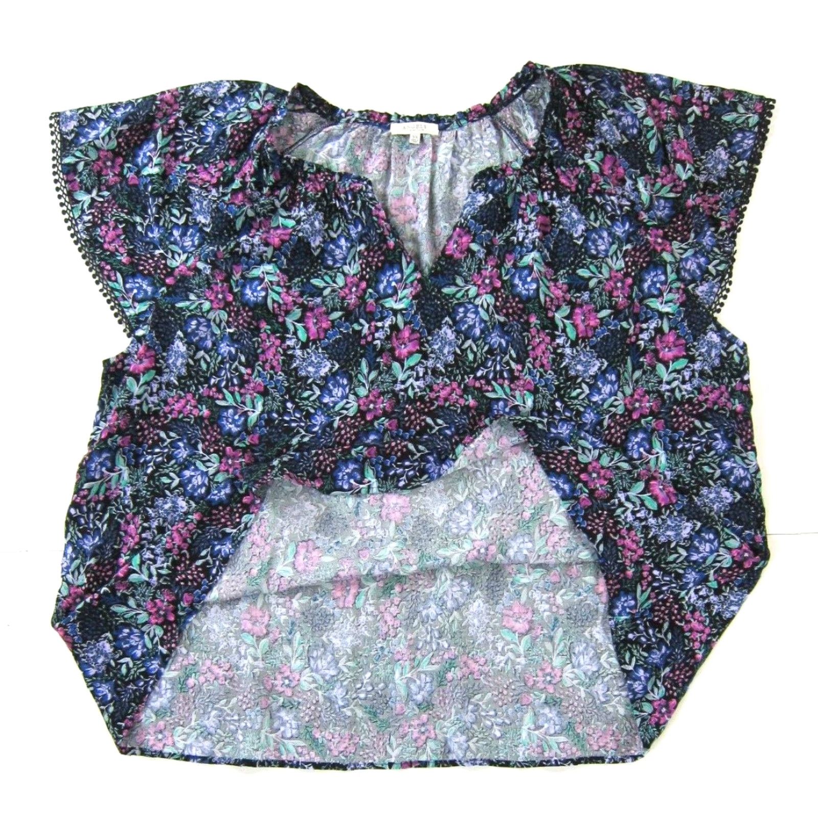 Vintage Angels Forever Young NWT Floral Short Sleeve Blouse 3X Pink Green Rayon V-Neck Blouse Women Tunic Blouse Size XXL / US 16-18 / IT 52-54 - 6 Thumbnail