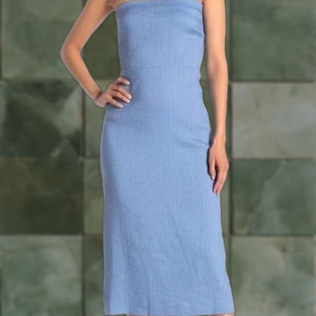 Theory NWT Theory Phyly Dress Strapless Midi Twill Striped Linen Blend Size 6 85 Size M / US 6-8 / IT 42-44 - 1 Thumbnail