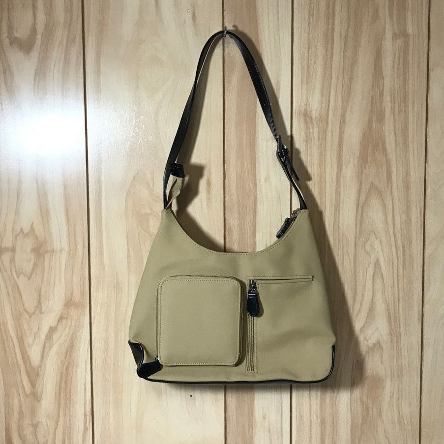 Other Connections Y2K Retro Hobo Shoulder Purse Beige Black Trim Size ONE SIZE - 1 Thumbnail