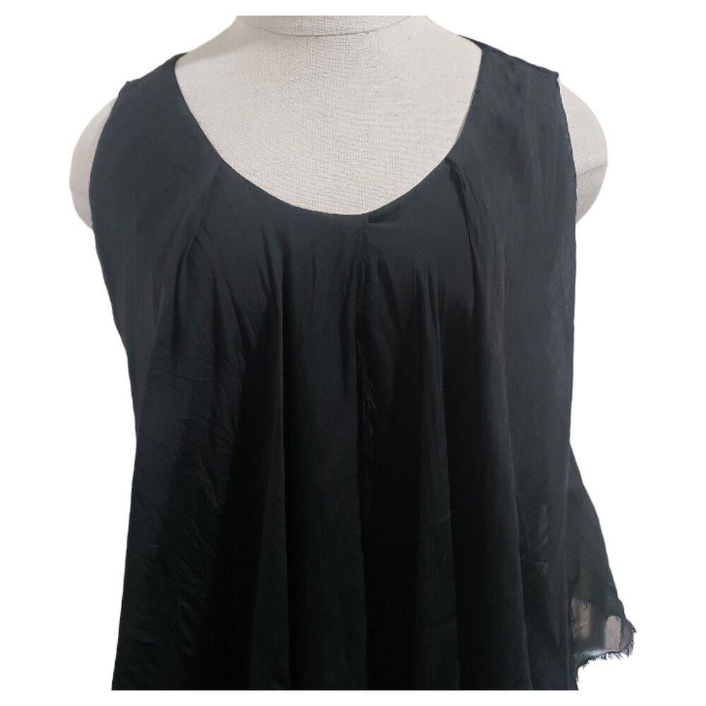 Designer CT1673 Tina Stephens Black Layered Sleeveless Blouse Size S / US 4 / IT 40 - 4 Thumbnail