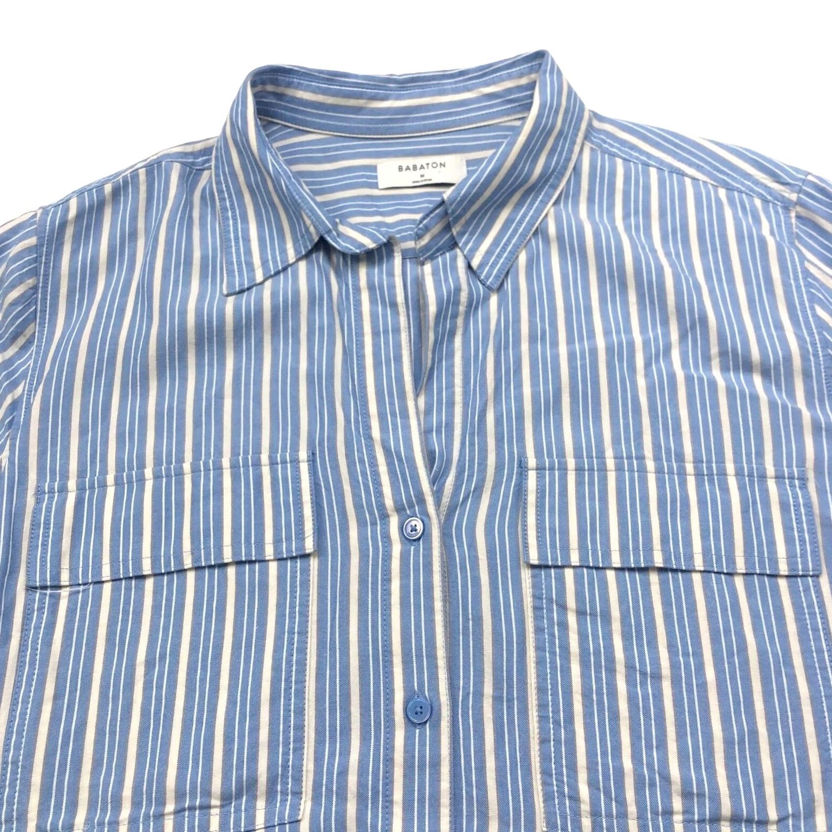 Vintage Babaton Shirt Tunic Long Sleeve Striped Button-Up Lyocell Tencel Blue M Women Adult Regular Casual Vintage No Size M / US 6-8 / IT 42-44 - 2 Thumbnail