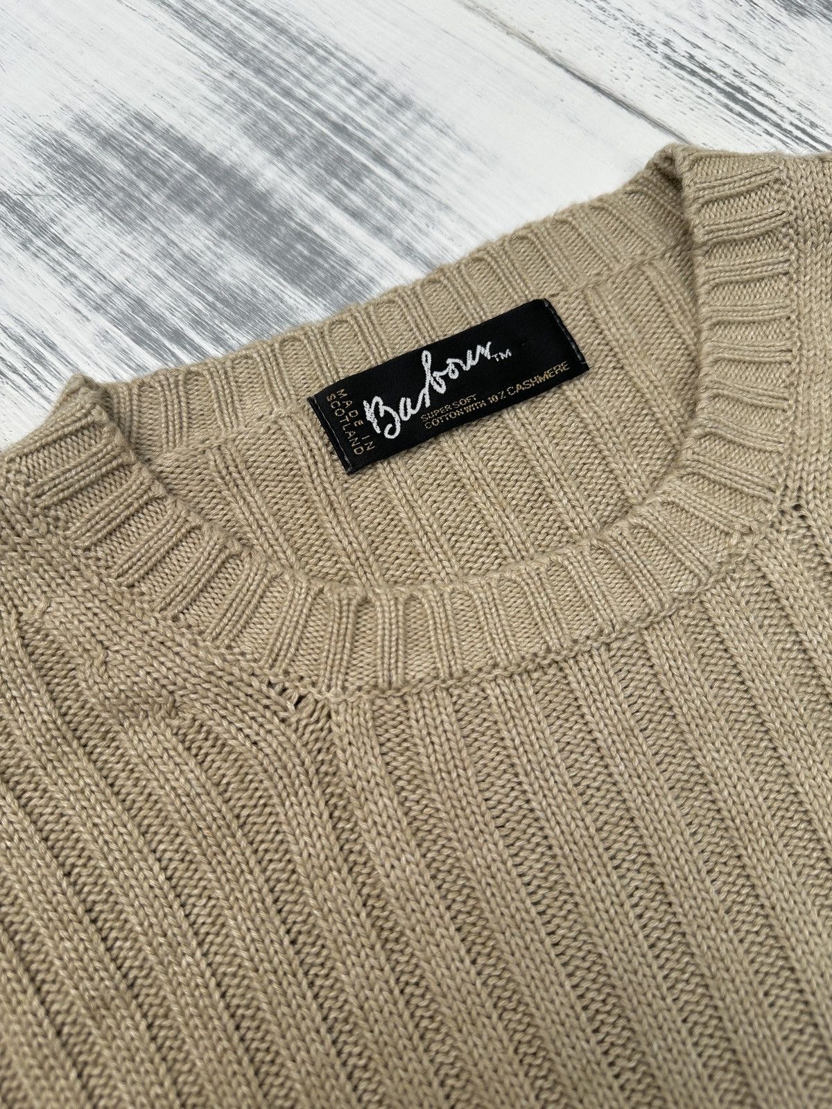 Barbour Vintage BARBOUR Cotton Cashmere Rich Rib Sweater Beige Men’s Size US M / EU 48-50 / 2 - 3 Thumbnail