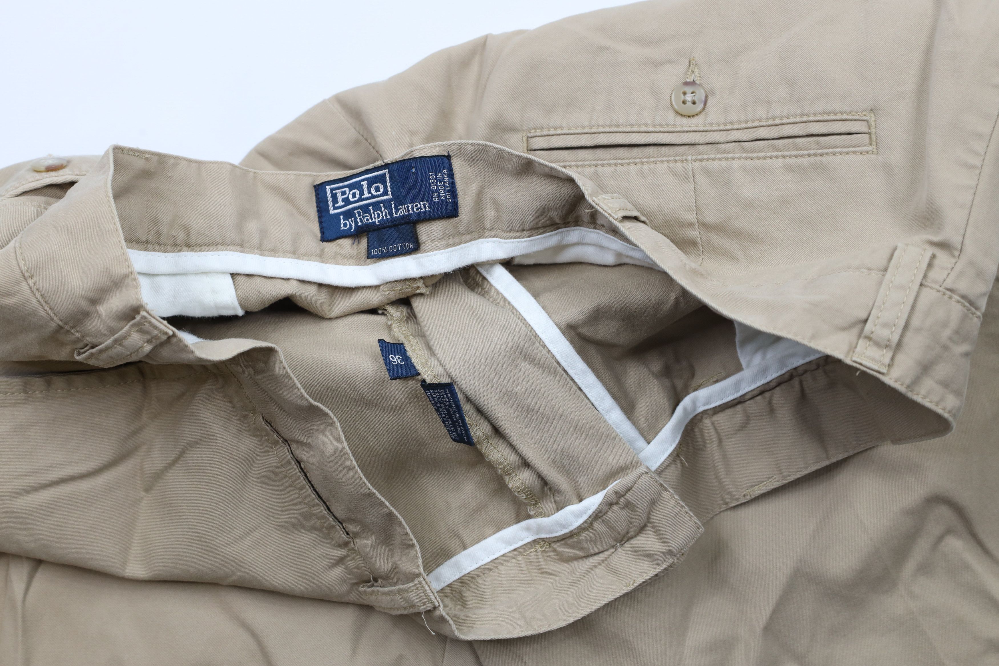 Ralph Lauren × Vintage Vintage 90s Ralph Lauren Front Above Knee Chino Shorts Beige Size US 36 / EU 52 - 6 Thumbnail
