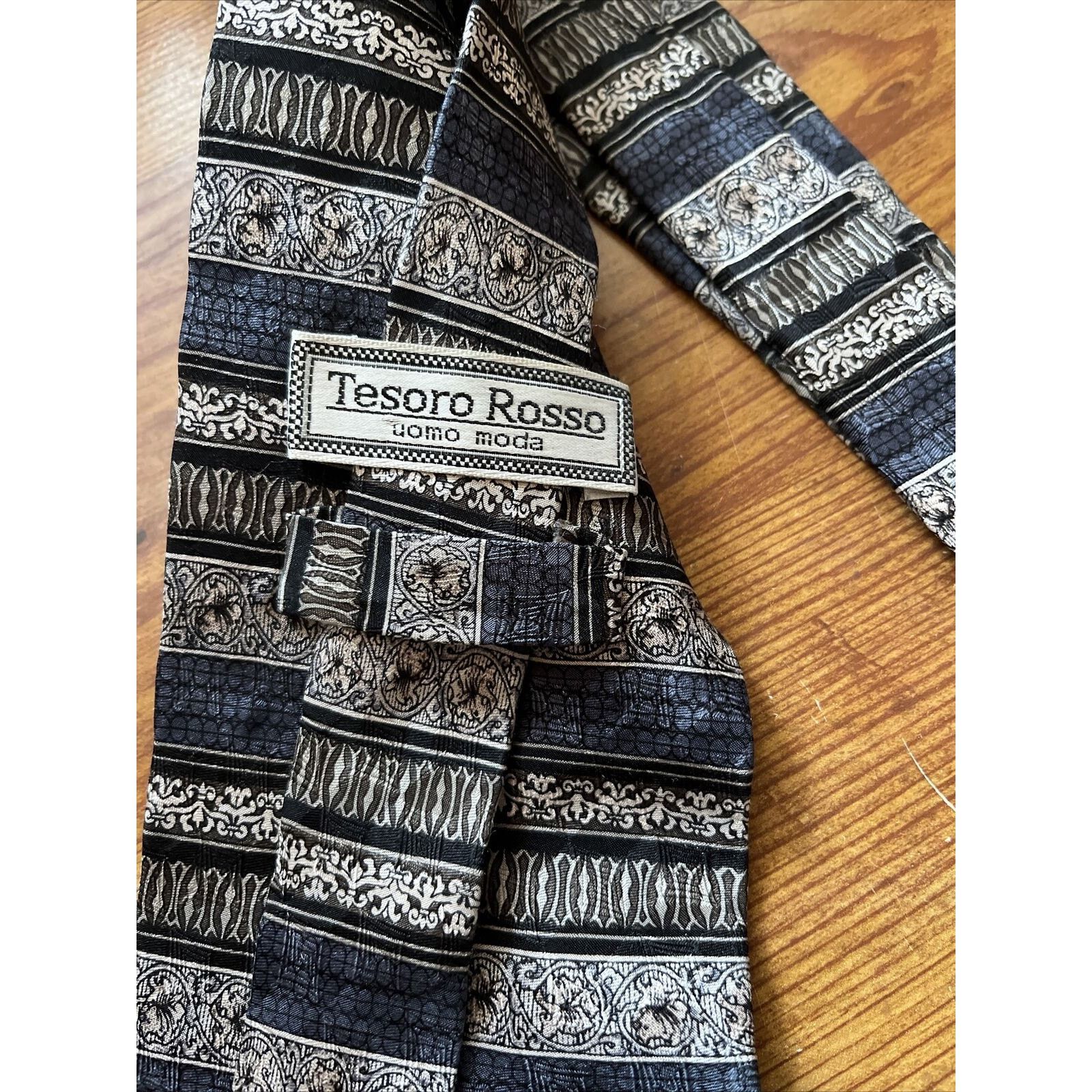 Other TESORO ROSSO Uomo Moda - Men's silver blue Silk Neck Tie Size ONE SIZE - 4 Thumbnail