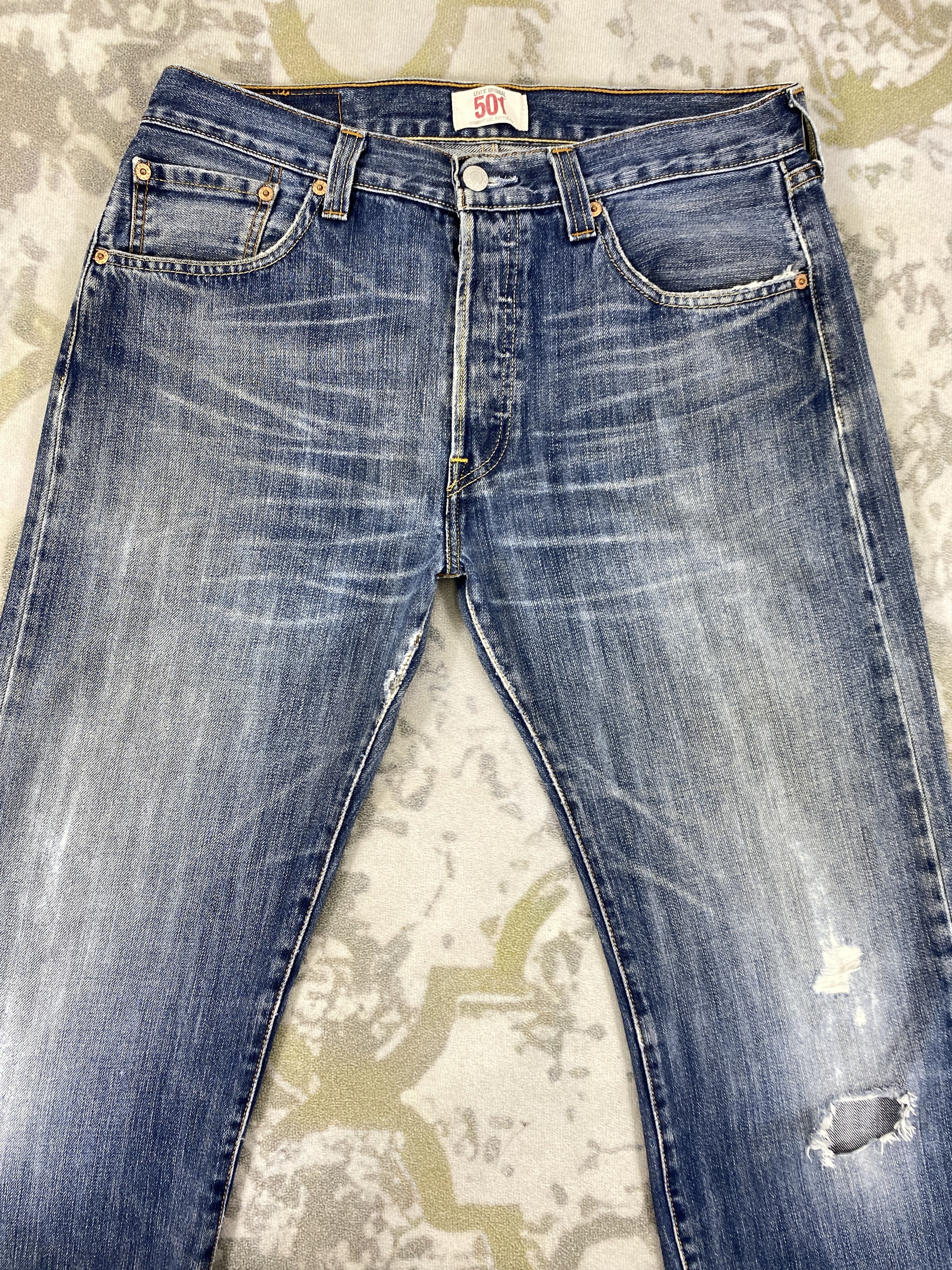Levi's Distressed Blue Vintage Levi's 501 33x31.5 Denim -JN1585 Size US 33 - 3 Thumbnail