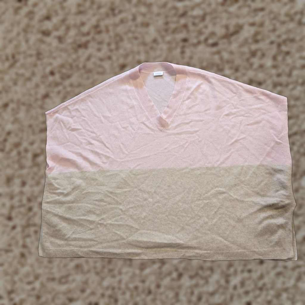 Pinko Kinross Sweater Womens One Size Pink Cashmere Colorblocked Poncho Knit Casual Size ONE SIZE - 1 Thumbnail