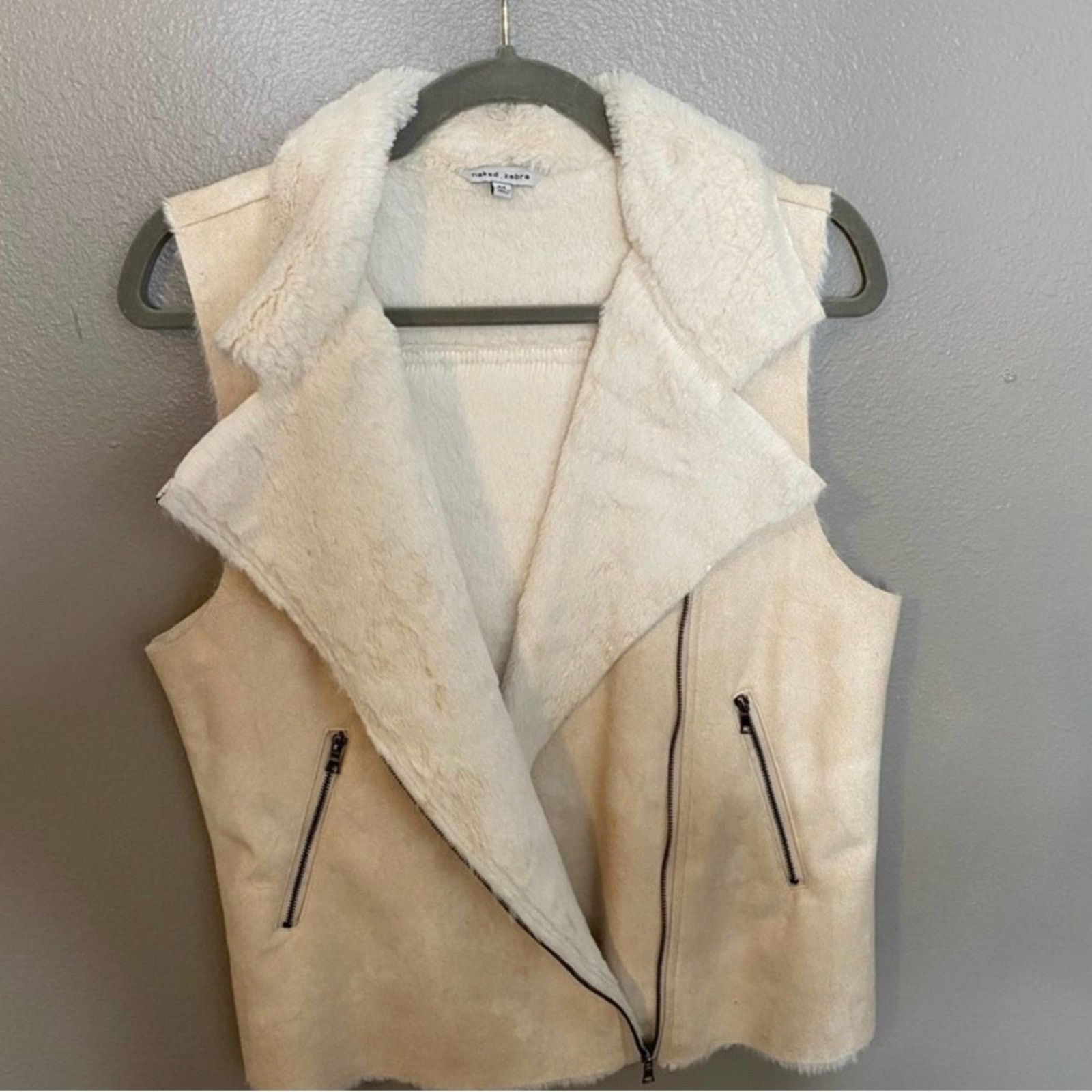 Other Cozy Winter White Faux Shearling Moto Vest Naked Zebra M Size M / US 6-8 / IT 42-44 - 5 Thumbnail