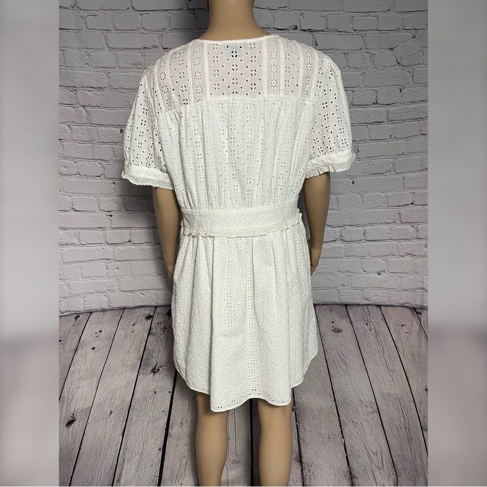 J.Crew NWT New $148 J.Crew Button-front White Mini Dress in Eyelet Size L / US 10 / IT 46 - 5 Thumbnail