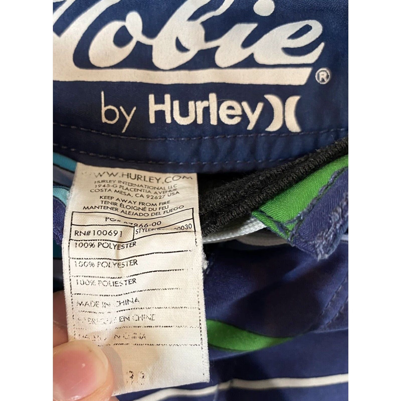 Hurley HURLEY Swim Trunks Men 33 x 8" Blue Green Hobie Board Shorts Bathing Suit Unline Size US 33 - 2 Thumbnail