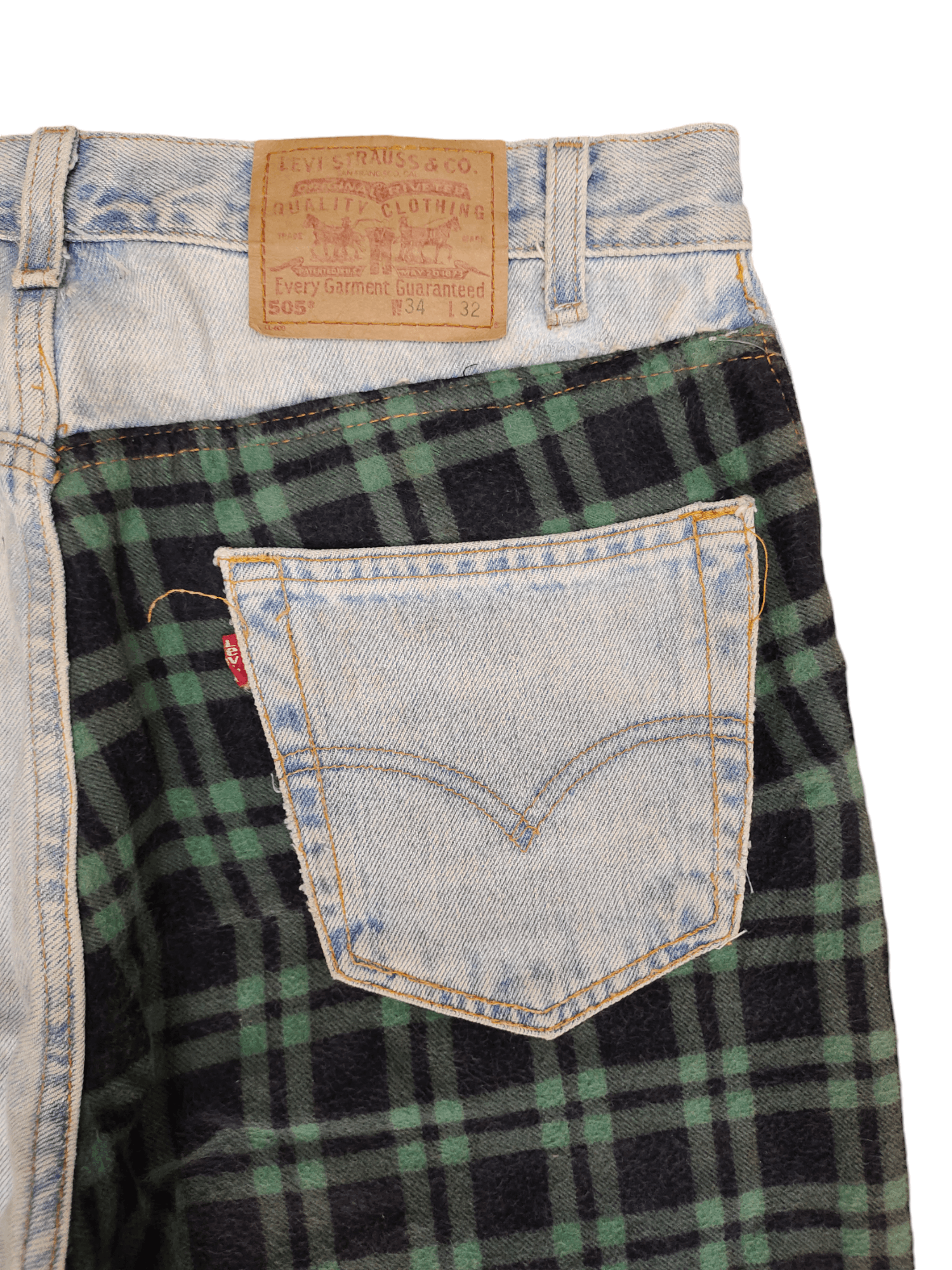 Levi's Vintage Clothing Vintage Levis 505 Distress Faded Checkered Jeans Custom Size US 34 / EU 50 - 14 Thumbnail