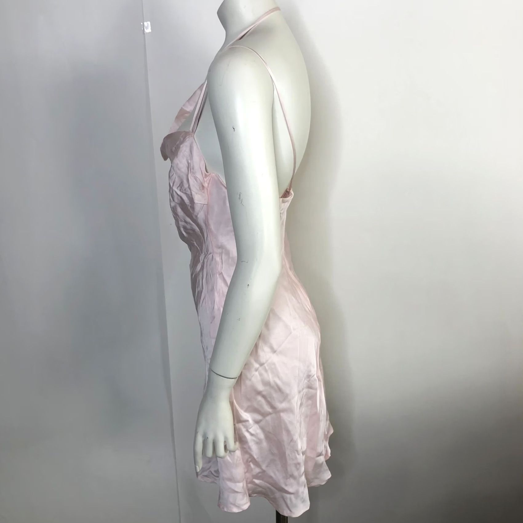 Vintage Bardot Astrid Mini Dress Medium Pink Satin 100% Viscose Revolve MINT HRJ Size M / US 6-8 / IT 42-44 - 3 Thumbnail