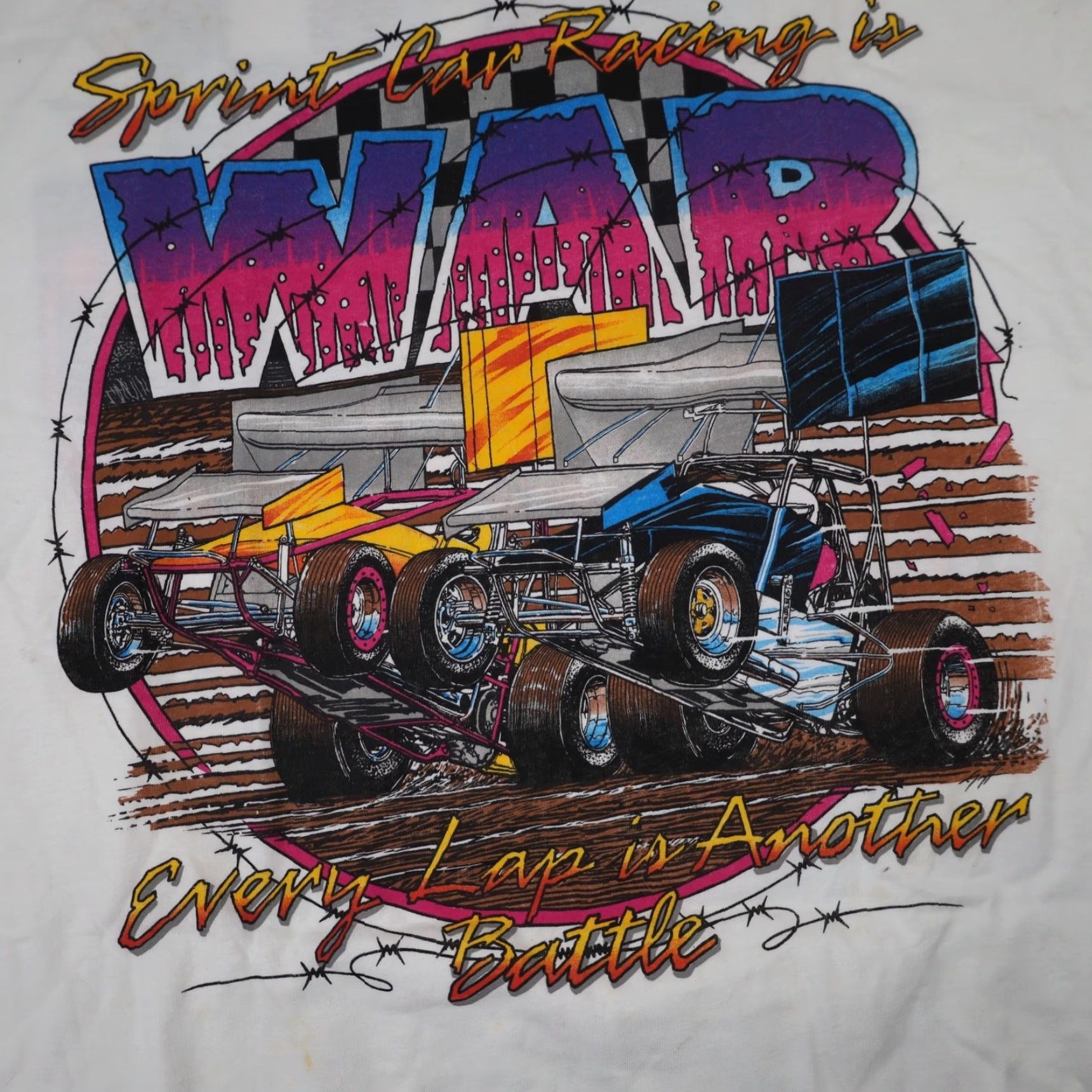 Vintage VINTAGE Manzanita Speedway Sprint Car Racing War Graphic T Shirt White L Men Size US L / EU 52-54 / 3 - 4 Thumbnail