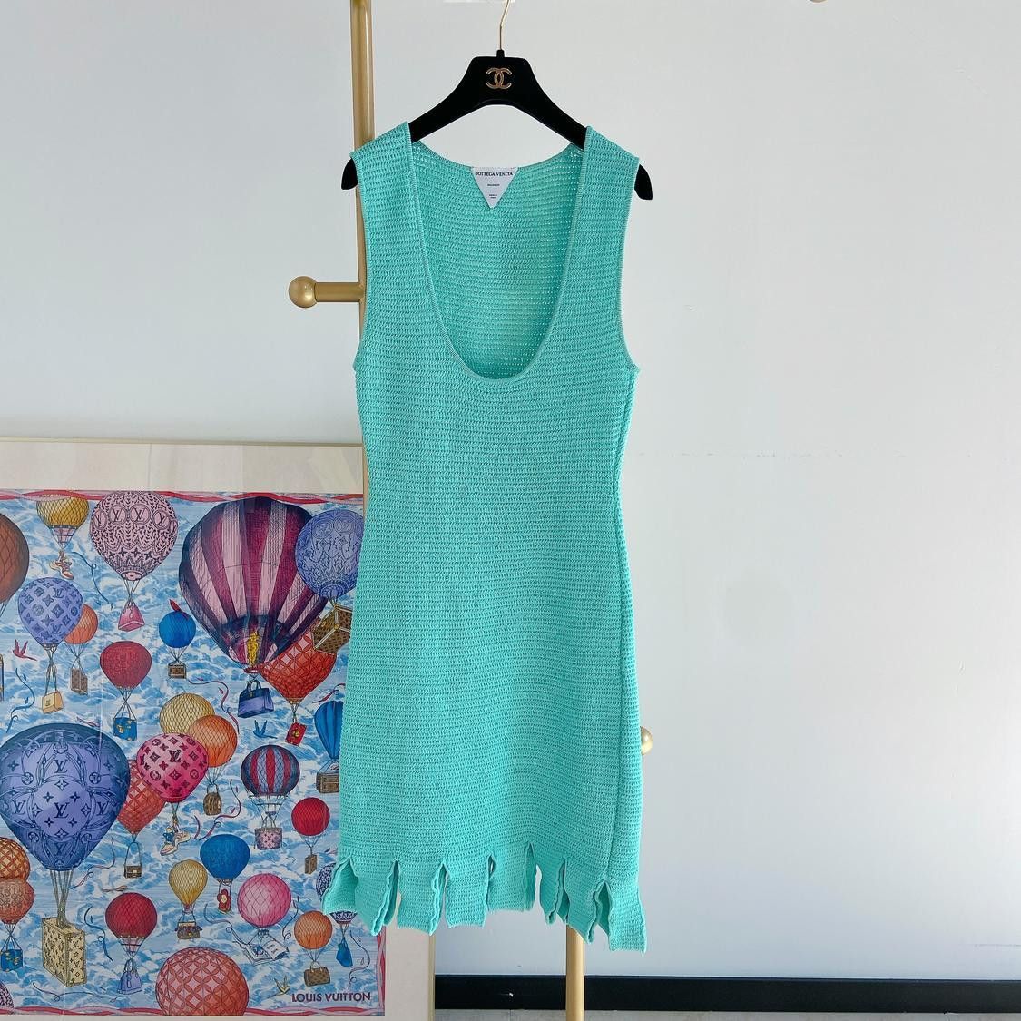 Bottega Veneta Bottega Veneta Blue Knit Mini Dress Size S Size S / US 4 / IT 40 - 1 Thumbnail