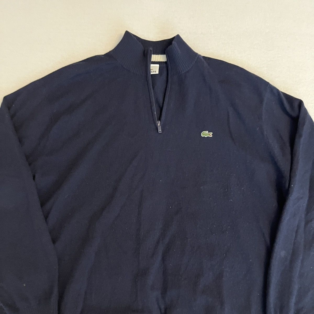 Vintage Lacoste Navy Woollen Sweater Jumper 90s Basic Retro