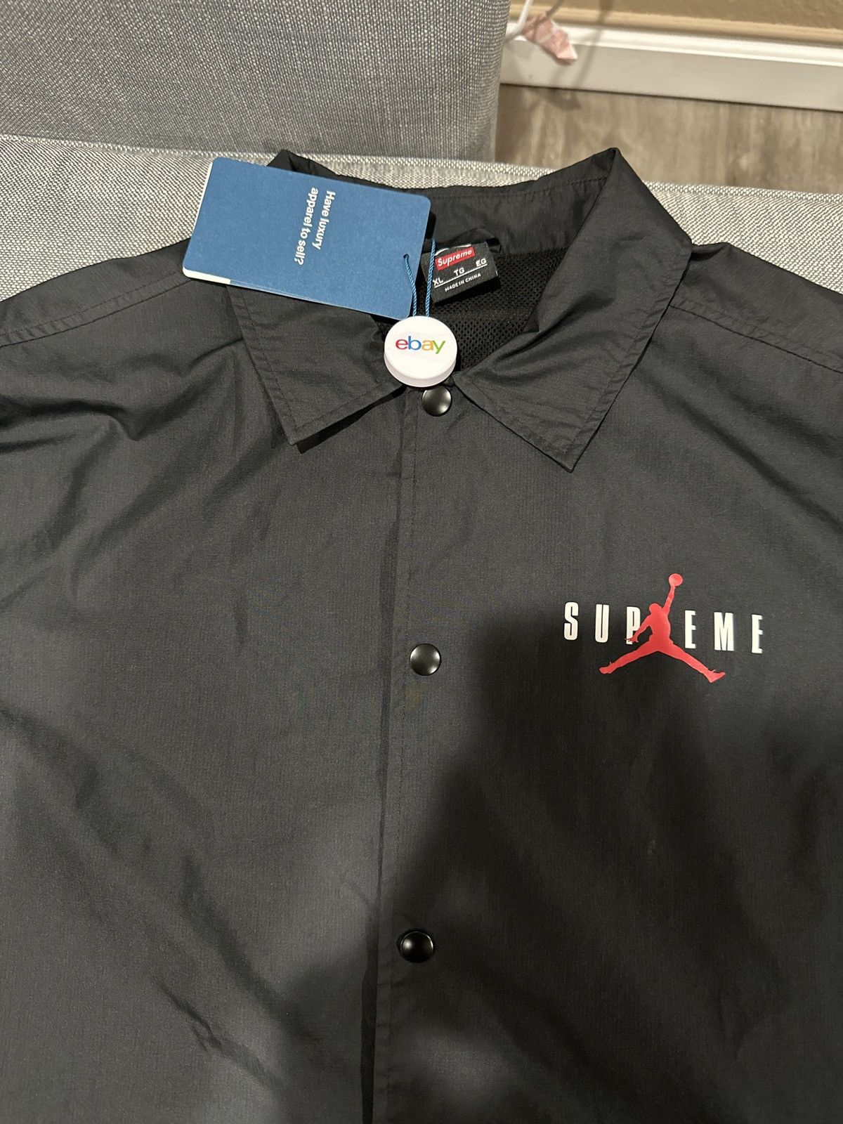 Jordan Brand × Supreme 2015 Supreme x Jordan Coaches Jacket ‘Black’ Size US XL / EU 56 / 4 - 3 Thumbnail