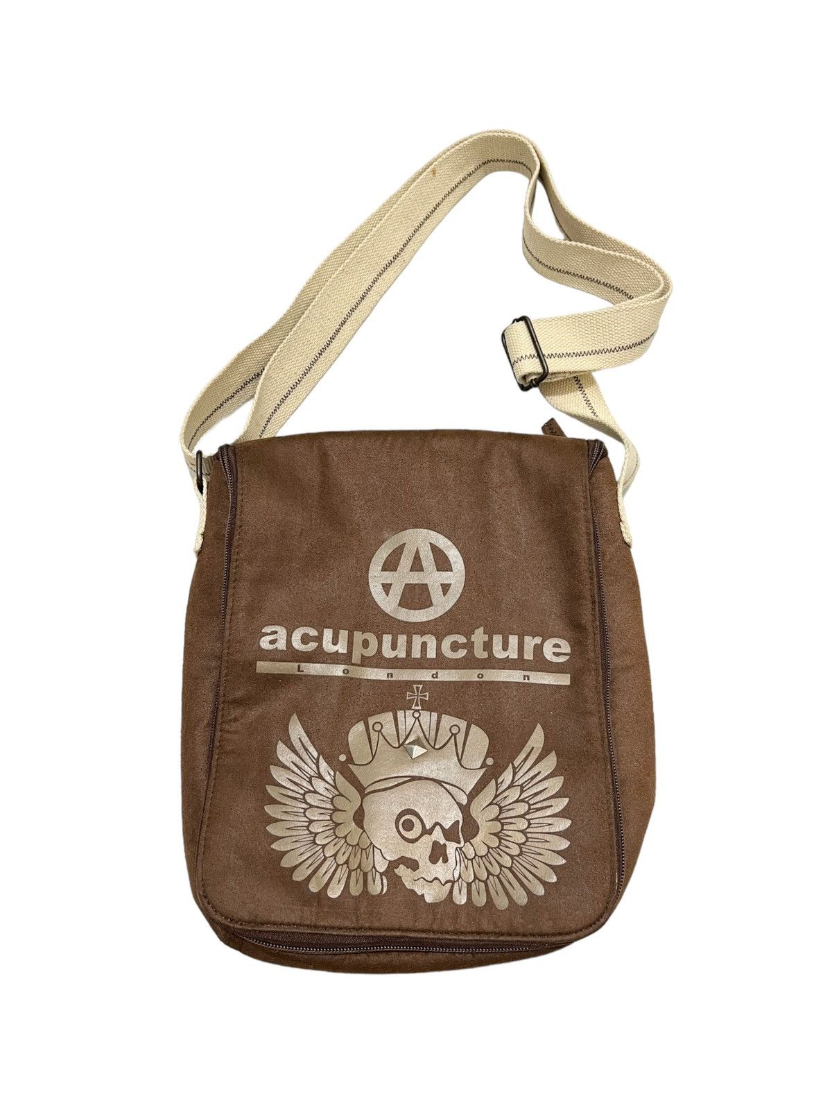 image of Acupuncture Anarchy Brown Suede Mini Sling Bag, Men's