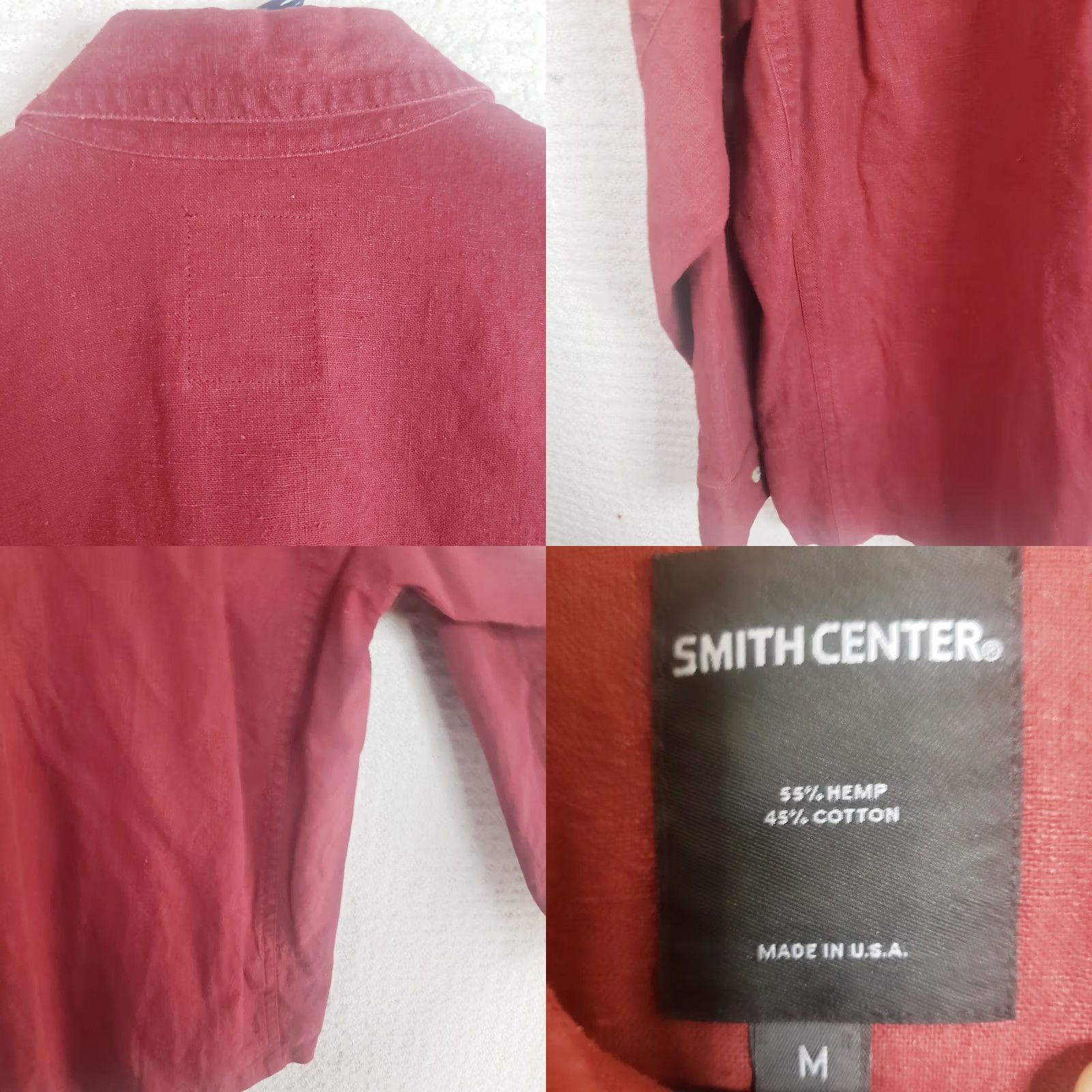 Vintage Smith Center Shirt Mens M Maroon Hemp Heavy USA Breathable Outdoor Natural Fiber Shirt Size US M / EU 48-50 / 2 - 9 Thumbnail