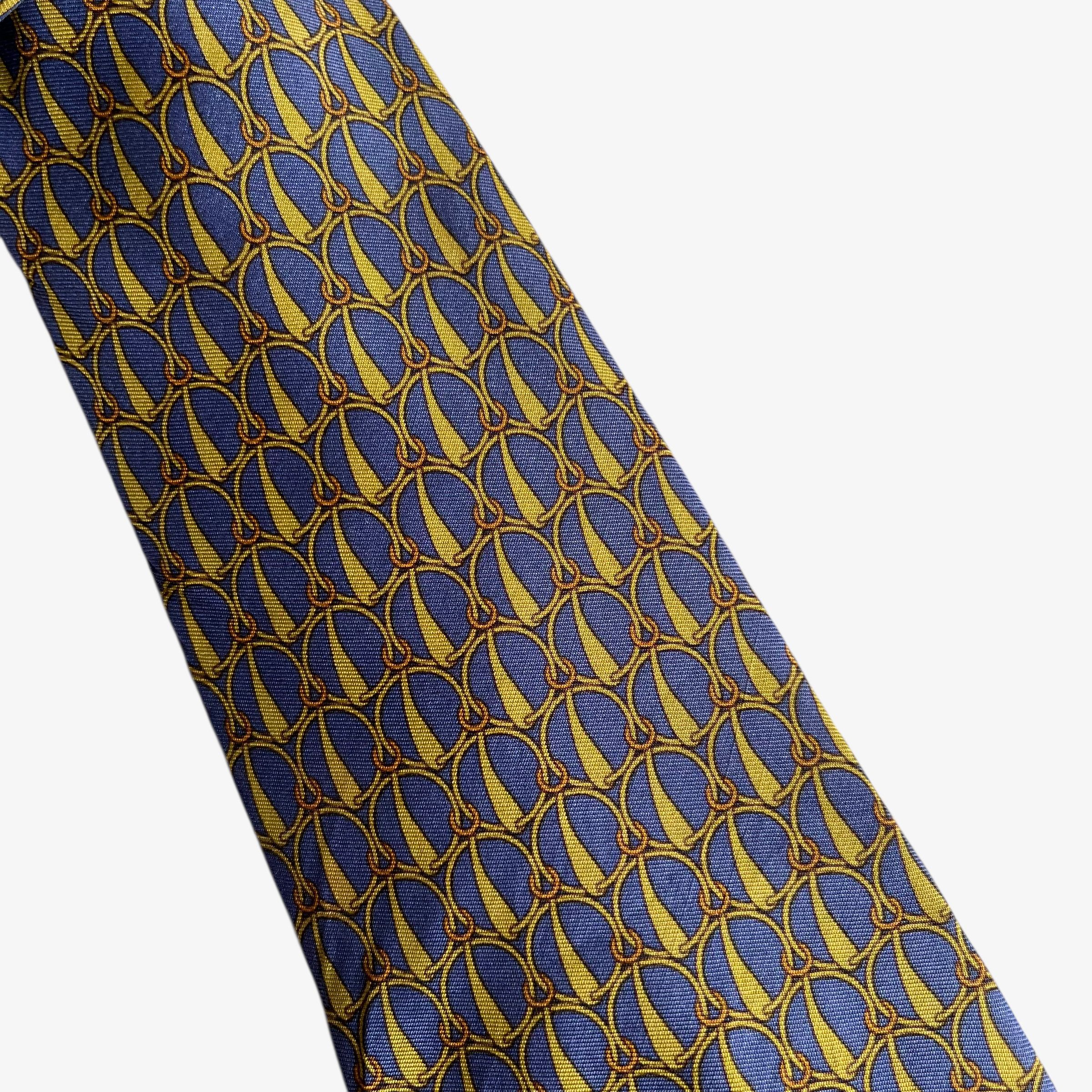 J.Crew Vintage 90s J Crew Geometric Equestrian Chain Print Silk Tie Size ONE SIZE - 4 Thumbnail