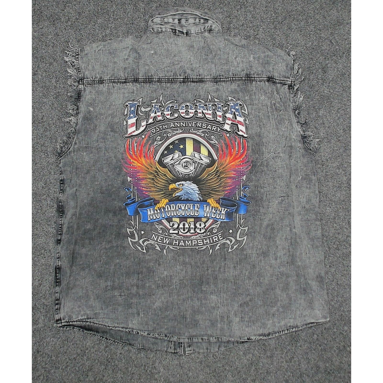Vintage Custom / Oversized Distressed Acid Wash Biker Vest 3XL Size US XXL / EU 58 / 5 - 4 Thumbnail