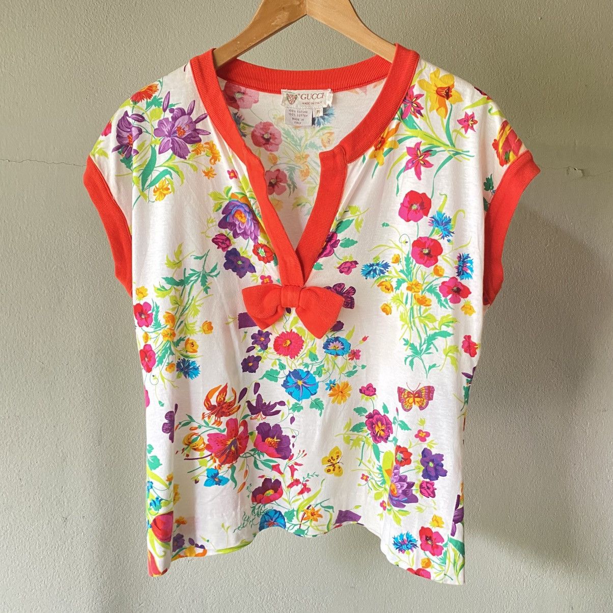 Gucci GUCCI Floral Tee with Red Trim & Bow Size M / US 6-8 / IT 42-44 - 20 Thumbnail