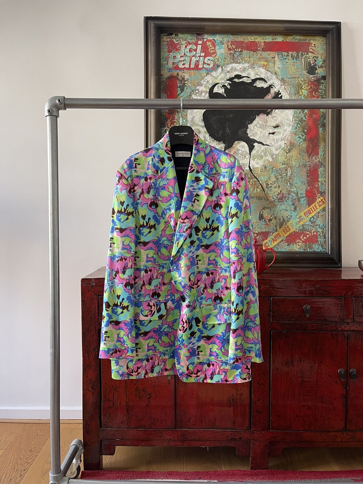 Dries Van Noten Dries Van Noten Oversized Multicolor Neon Floral Blazer Size 50R - 1 Thumbnail