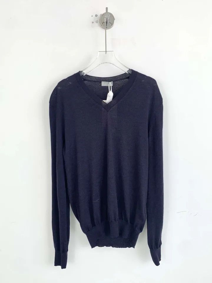 Prada Prada Men's V-Neck Knitted Sweater in Deep Blue Size US M / EU 48-50 / 2 - 3 Thumbnail