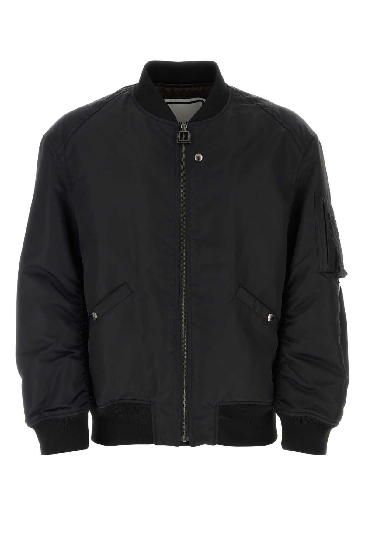 image of Wooyoungmi Black Nylon Bomber Jacket, Men's (Size Large)
