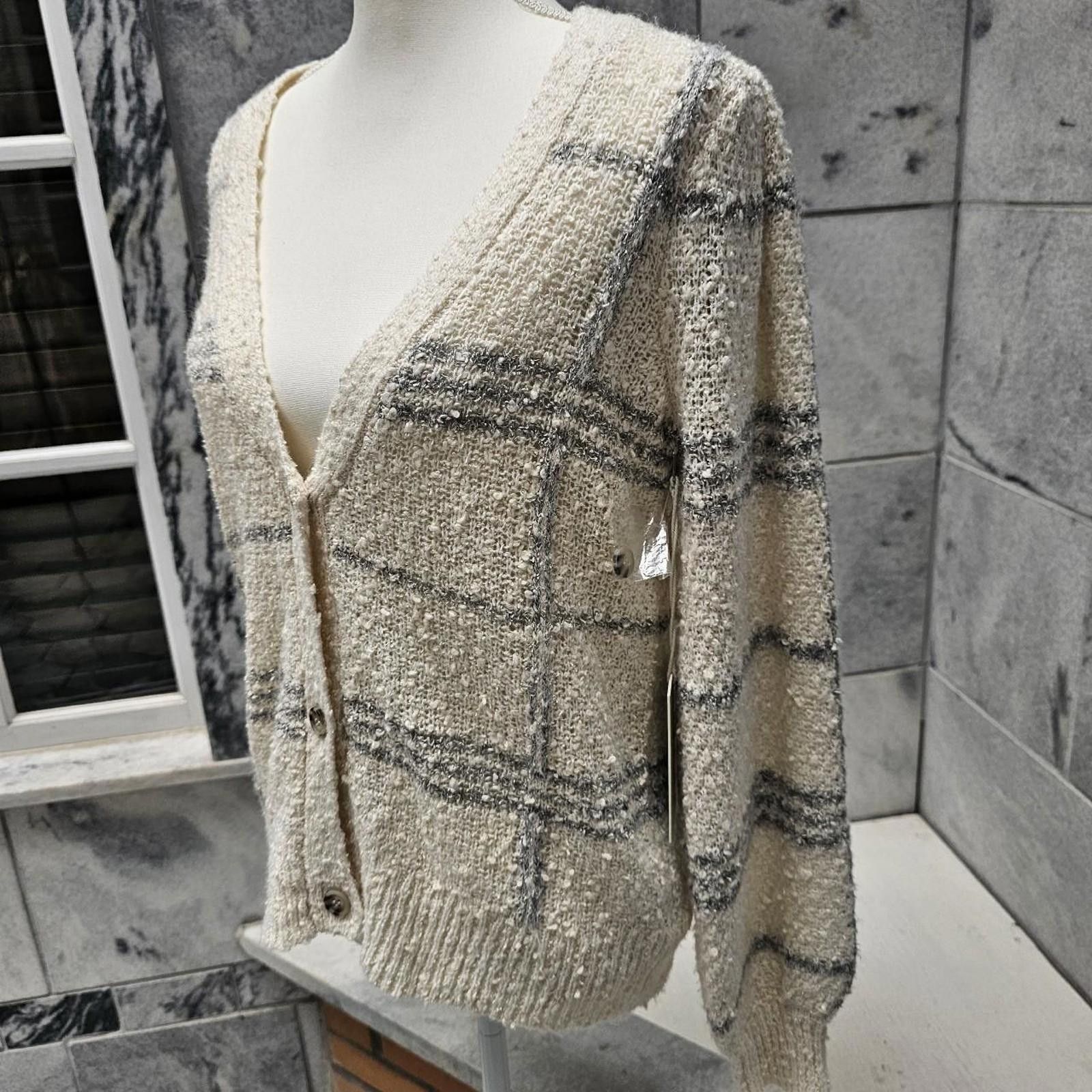 Jones New York Joie Women's Grey and Cream Cardigan Size M / US 6-8 / IT 42-44 - 3 Thumbnail