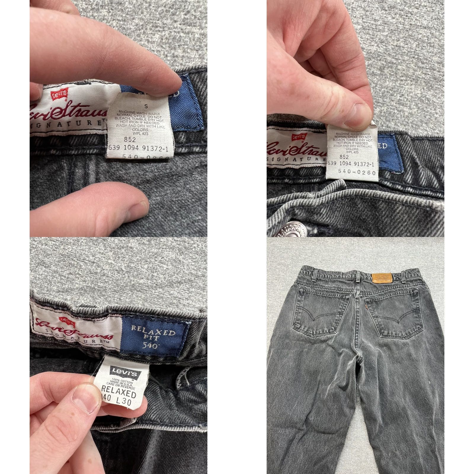 Levi's VINTAGE Levi's 540 Jeans Mens 35x30 Black Relaxed Denim 5-Pocket USA Made 90s Straight Belt Loops Boys Mens Size US 35 - 9 Thumbnail