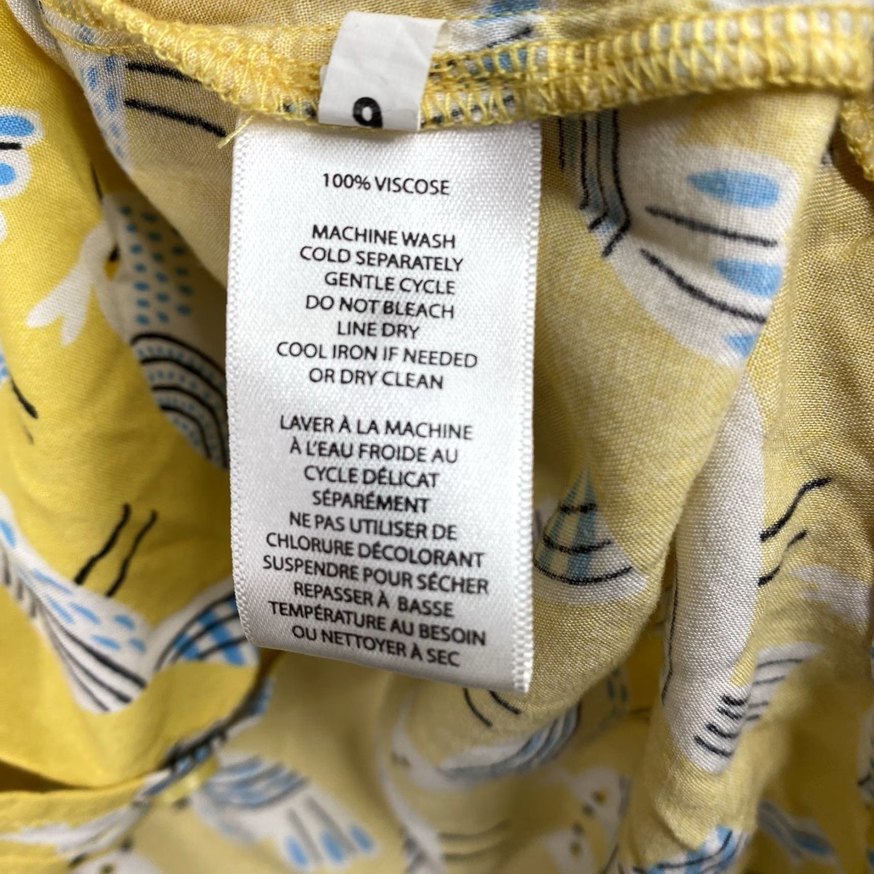 Vintage Beach Lunch Lounge Button-Up Top Womens XS Yellow Bird Long Sleeve Rayon Faded? No Size XS / US 0-2 / IT 36-38 - 5 Thumbnail