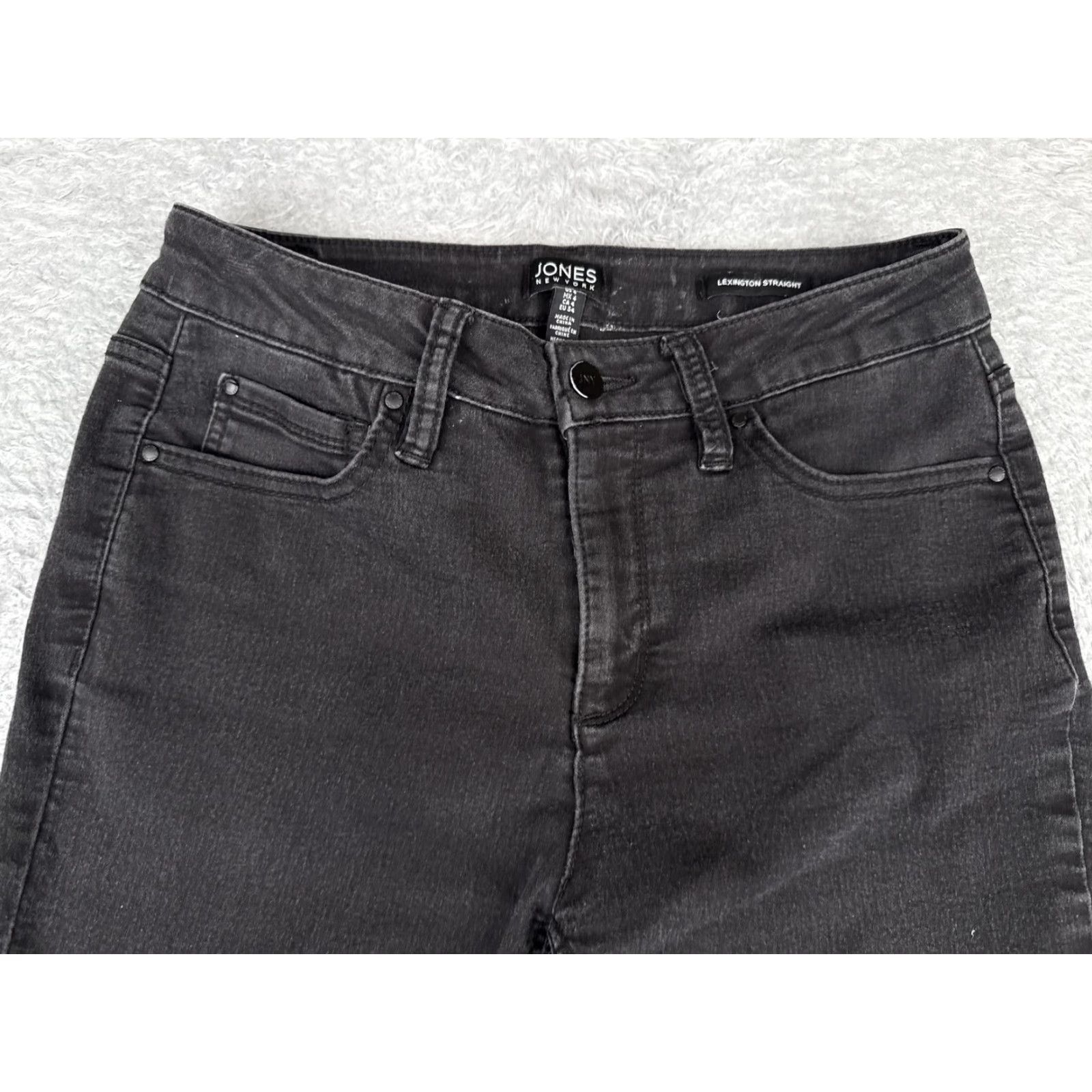 Jones New York Jones New York Jeans Womens 4 Black Lexington Straight Stretch Denim 5 Pocket Size 27" / US 4 / IT 40 - 4 Thumbnail