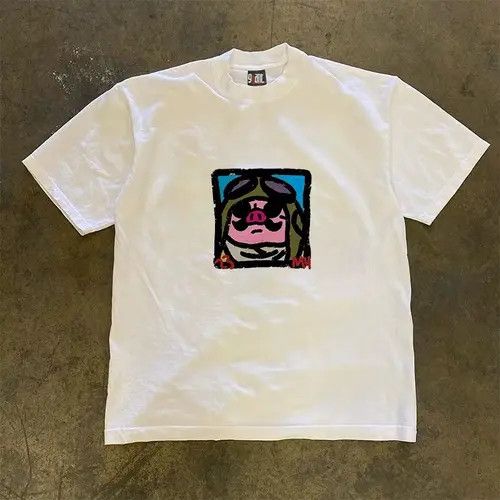 Japanese Brand × Vintage White retro cartoon pig print t-shirt Size US L / EU 52-54 / 3 - 3 Thumbnail