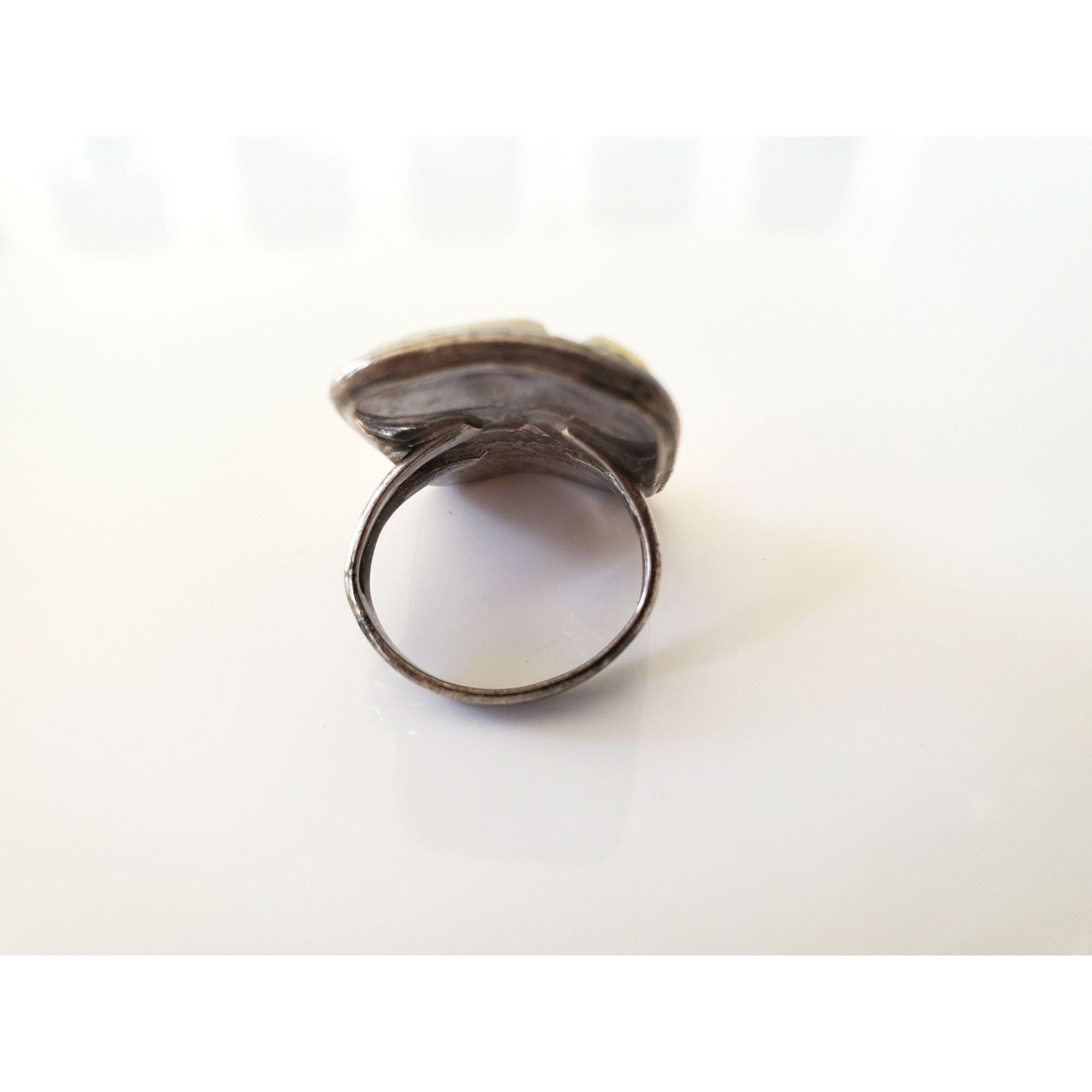 Vintage Vintage Sterling Silver Southwestern Mother of Pearl Ring Size ONE SIZE - 4 Thumbnail