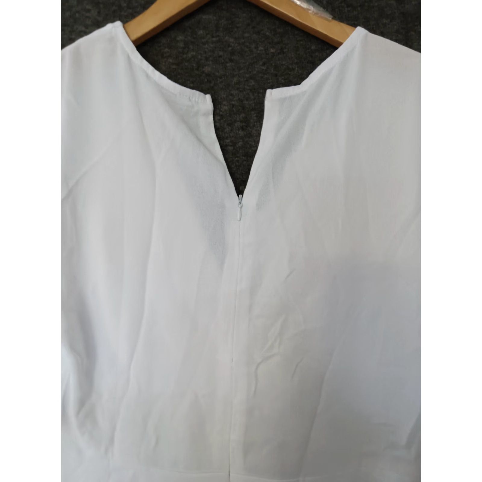 Vintage Women's Dress M Cute Mini Deep V-Neck Over Lap Balloon Sleeve Ruffle Short Size 32" / US 10 / IT 46 - 7 Thumbnail