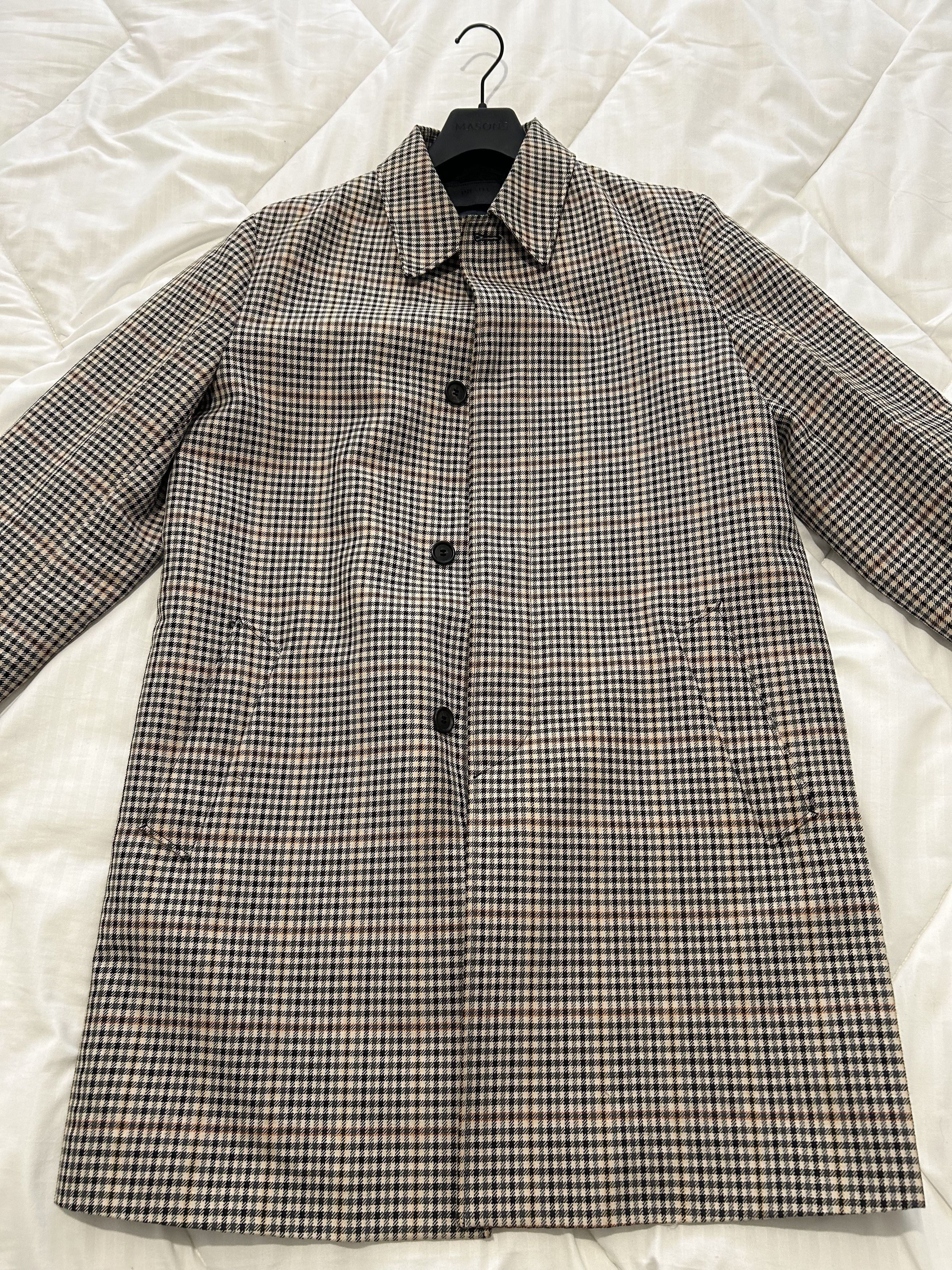 Prada PRADA Tan Check Car Coat In F0040 Carme Size US M / EU 48-50 / 2 - 1 Thumbnail