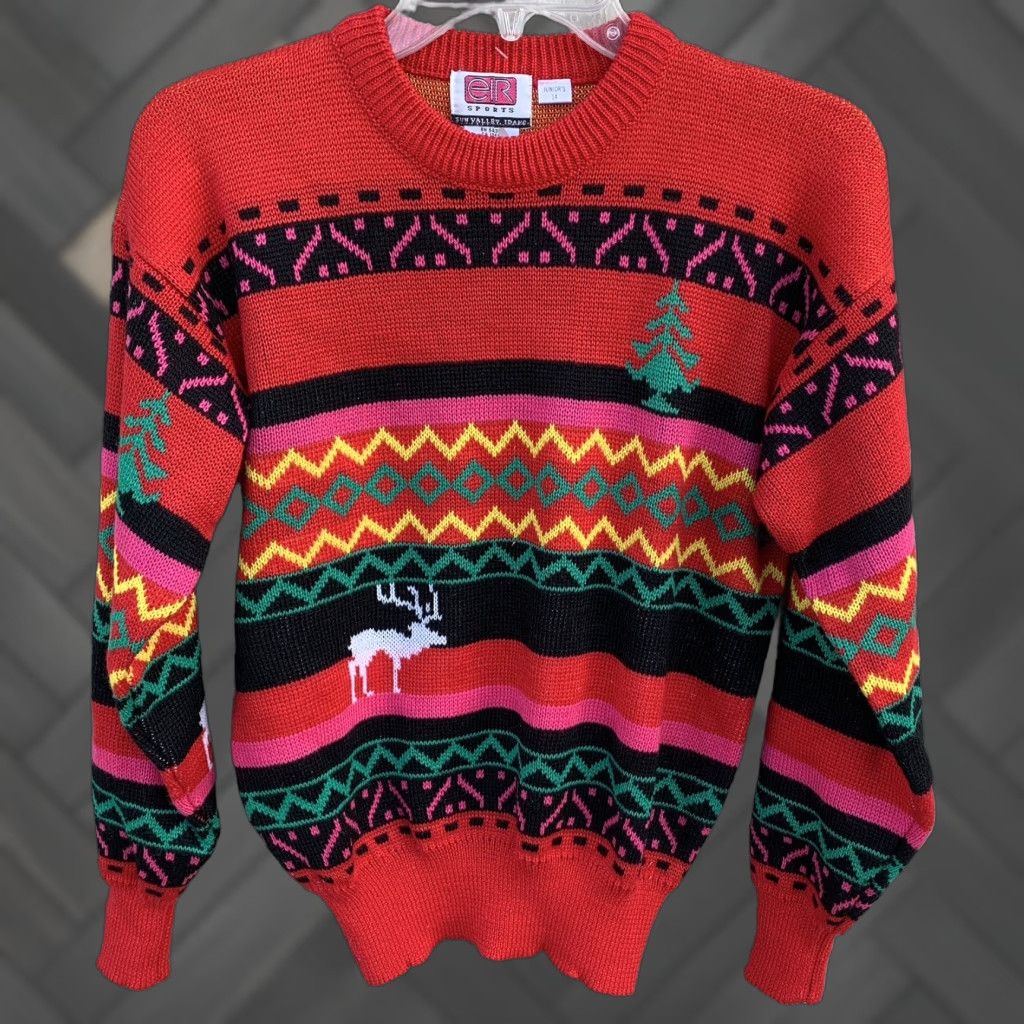 Vintage Vintage eir Sports Sun Valley Idaho Sweater 80s Ski Snow Juniors Size 14 Size XL / US 12-14 / IT 48-50 - 1 Thumbnail