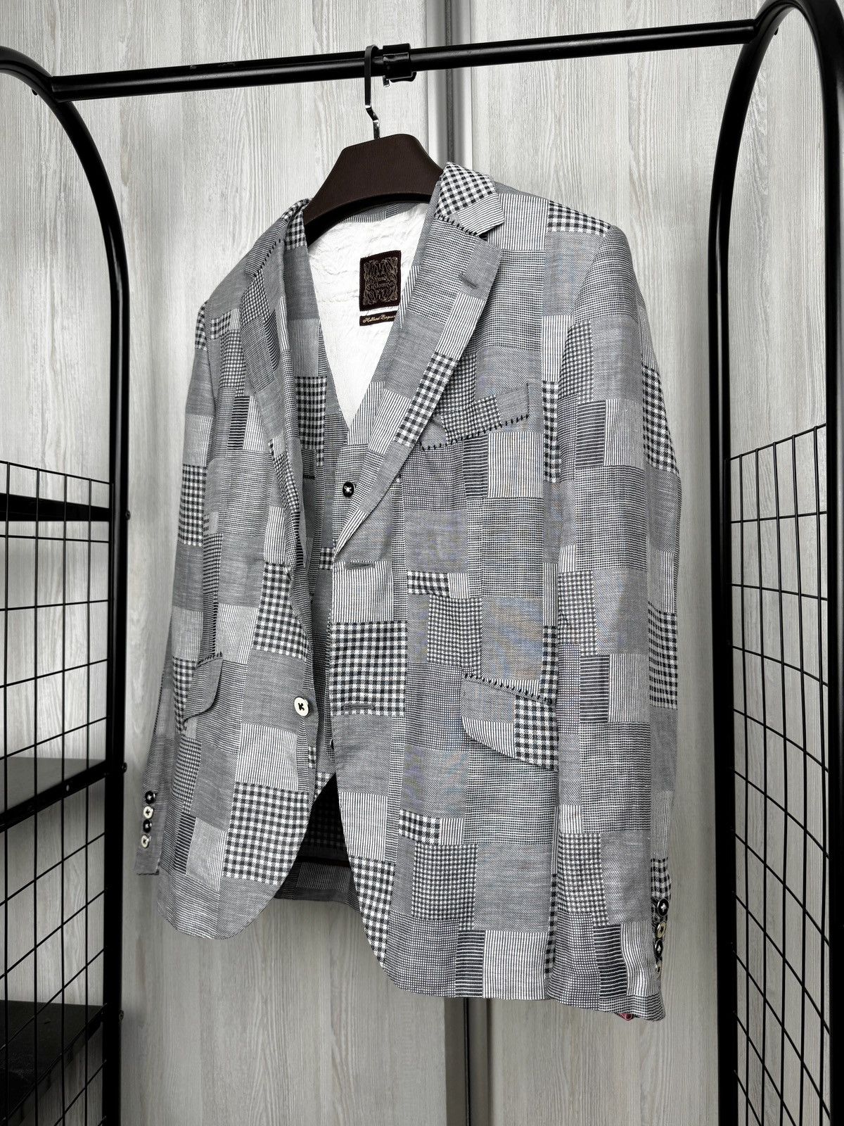 Other Holland Esquire Patchwork Cotton Linen Blazer Vest Set Suit Size 38R - 3 Thumbnail